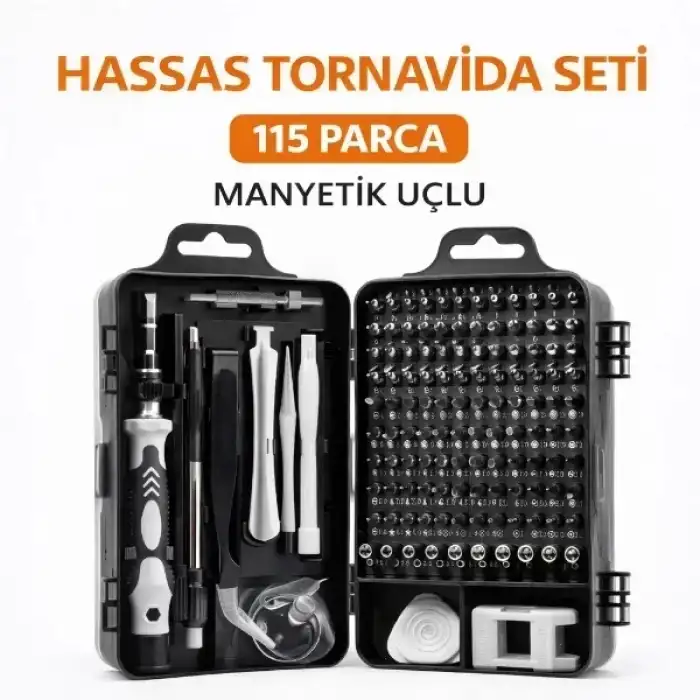 AsilTech 115 Parça Manyetik Uçlu Hassas Tornavida Seti