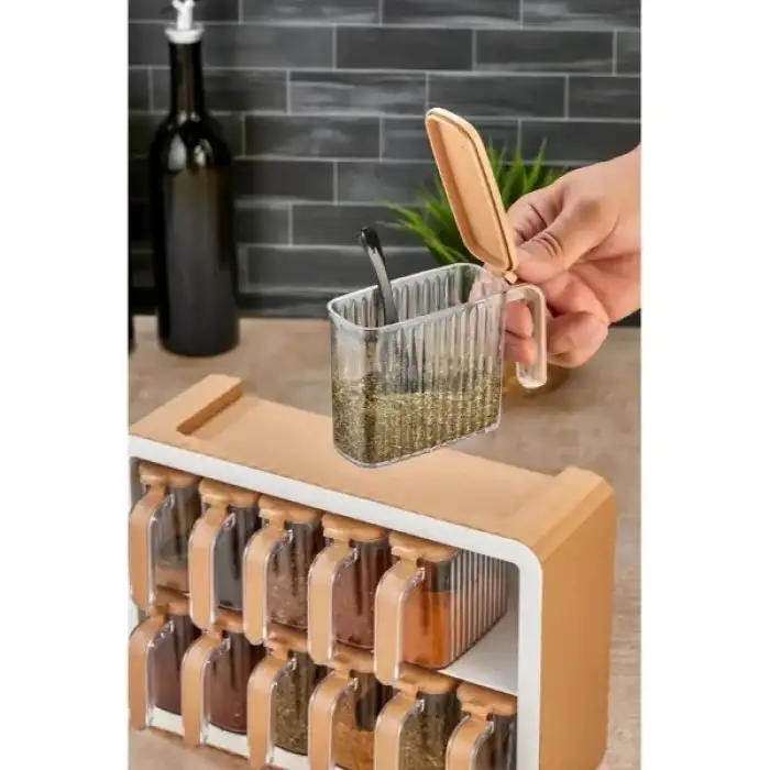 AsilTech 12li Standlı Kaşıklı Baharatlık Seti