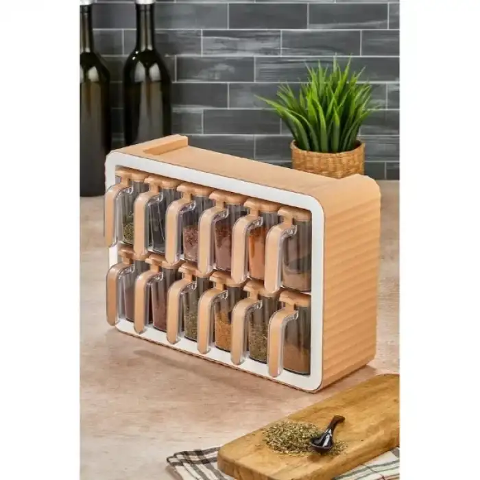 AsilTech 12li Standlı Kaşıklı Baharatlık Seti