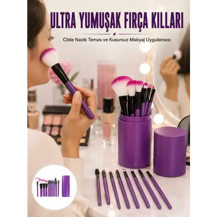 AsilTech 12 PARÇA PROFESYONEL MAKYAJ FIRÇA SETİ