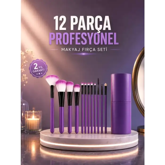 AsilTech 12’li Profesyonel Makyaj Fırça Seti Ultra Yumuşak Sentetik Kıllı