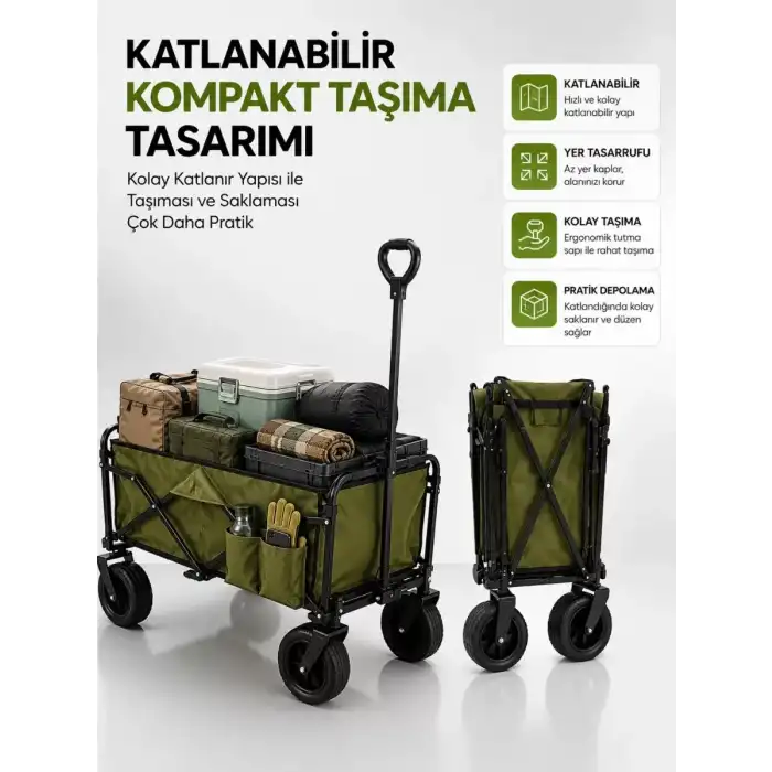 AsilTech 130 KG Taşıma Kapasiteli Katlanabilir Wagon Taşıma Arabası