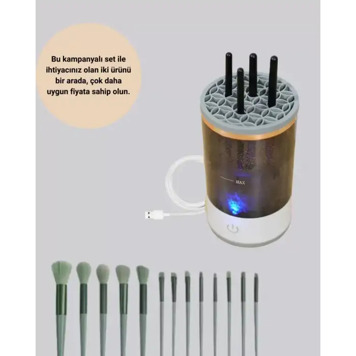 AsilTech 13’lü Makyaj Fırçası Fırça Temizleyici İkili Set