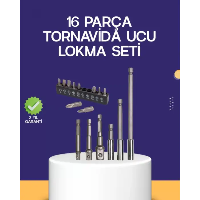 AsilTech 16 Parça Bits ve Adaptör Seti Vidalama Tamir Bakım Seti