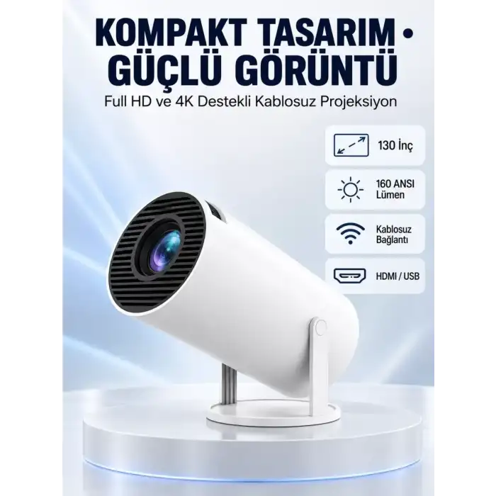 AsilTech 160 ANSI Lümen Parlaklığa Sahip Geniş Ekran Projeksiyon