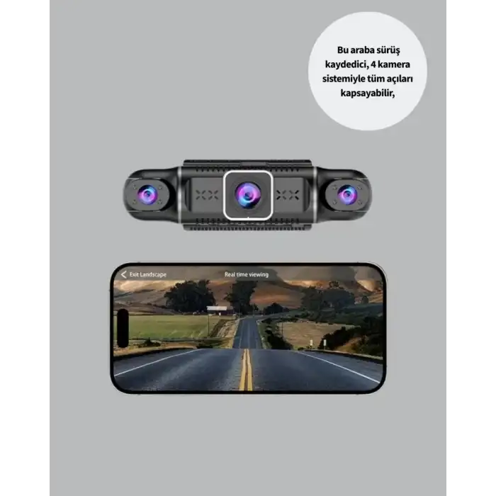 AsilTech 170° Geniş Açı 4 Kameralı Araç Kamerası Hareket Algılamalı