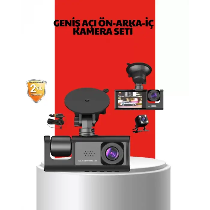 AsilTech 170° Geniş Açı Ön-Arka-İç Kamera Seti – Tam Kapsamlı Araç Güvenliği