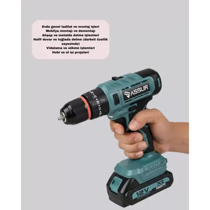 AsilTech 18 Parça Dijital Matkap Seti Çift Bataryalı