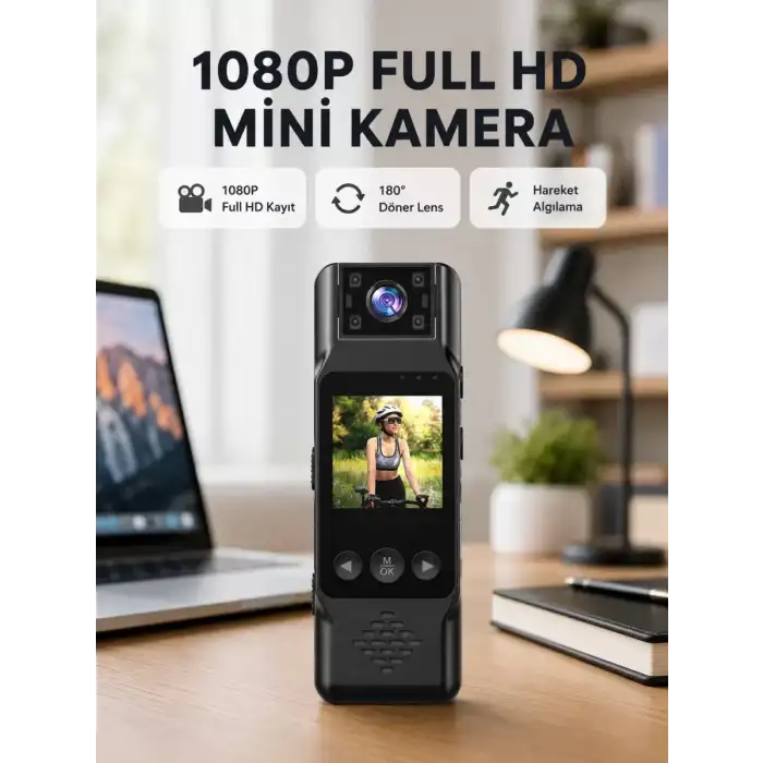 AsilTech 180 Derece Dönebilen Mini Kamera Full HD TFT Ekran Hareket Sensörlü (Kopya)