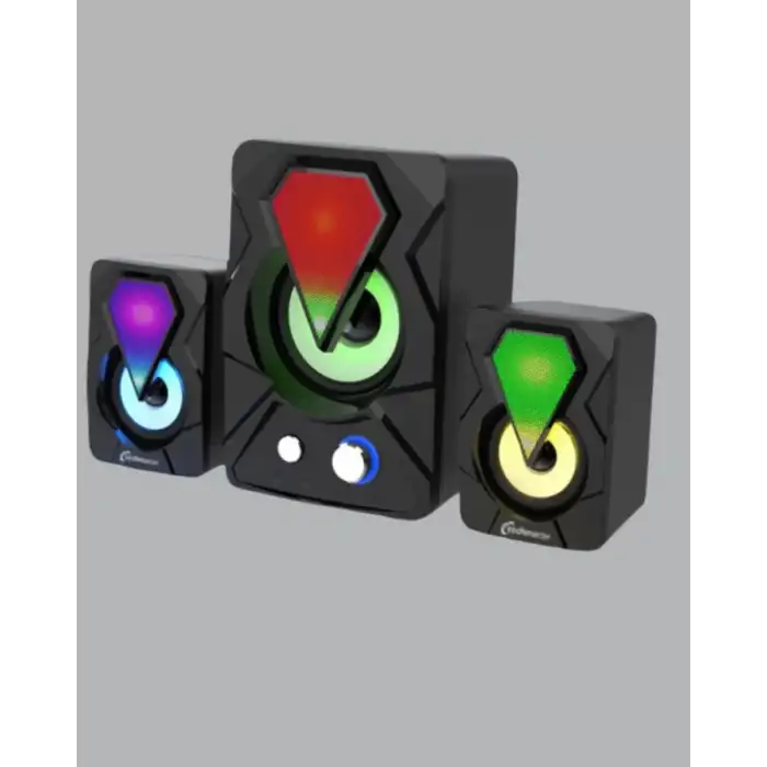 AsilTech 2+1 RGB LED Işıklı Güçlü Bas Sistemli Bilgisayar Hoparlörü