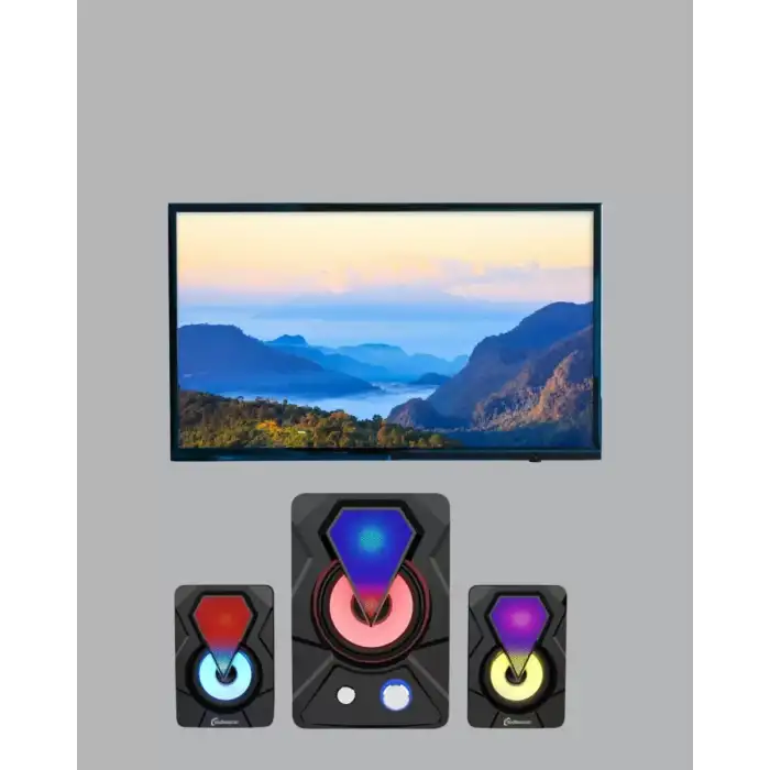 AsilTech 2+1 RGB LED Işıklı Güçlü Bas Sistemli Bilgisayar Hoparlörü