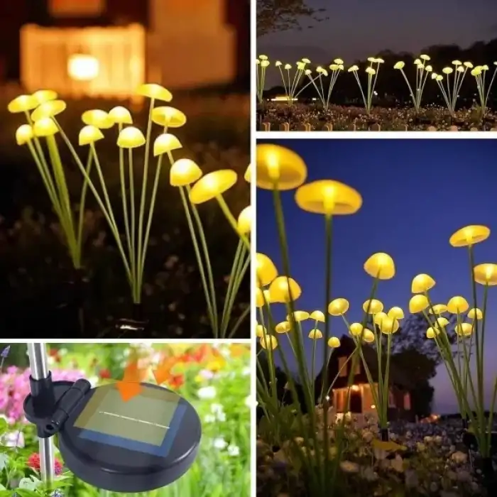 AsilTech 2 Adet Plastik Mantar Sensörlü Solar Bahçe Lambası