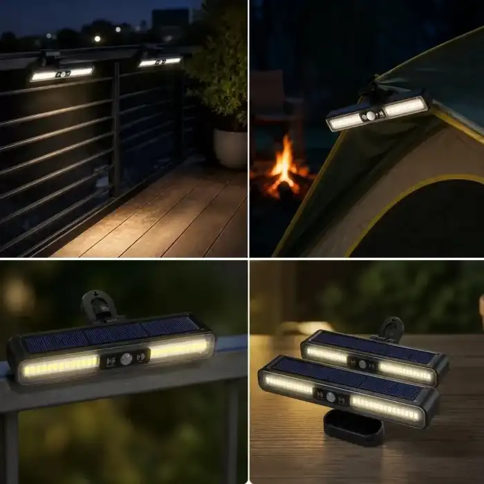 AsilTech 2li Mandallı LED Solar Lamba - 36 LED - Hareket Sensörlü - 3 Modlu