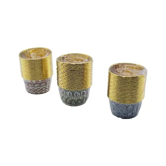 AsilTech 20li Muffin Kek Kapsülü Seti - Kağıt - Gold - Folyolu