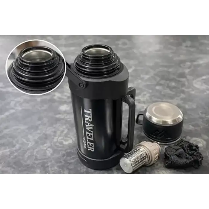 AsilTech 2000 ml Bardaklı Çift Katmanlı Vakumlu Paslanmaz Çelik Termos
