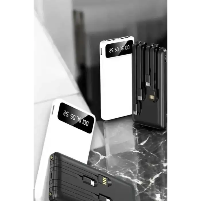 AsilTech 20.000 Mah Led Işıklı LCD Ekran USB Girişli Type-C Lightning Powerbank