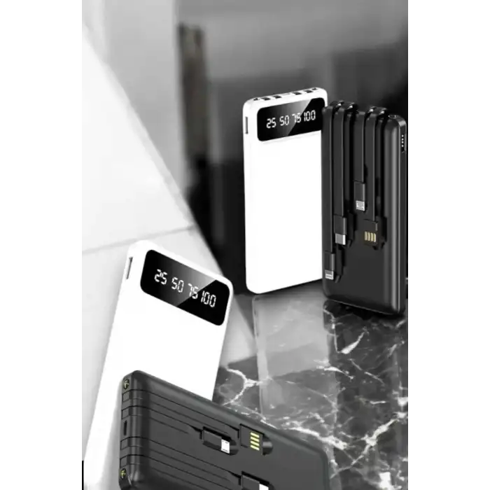 AsilTech 20.000 Mah Led Işıklı LCD Ekran USB Girişli Type-C Lightning Powerbank