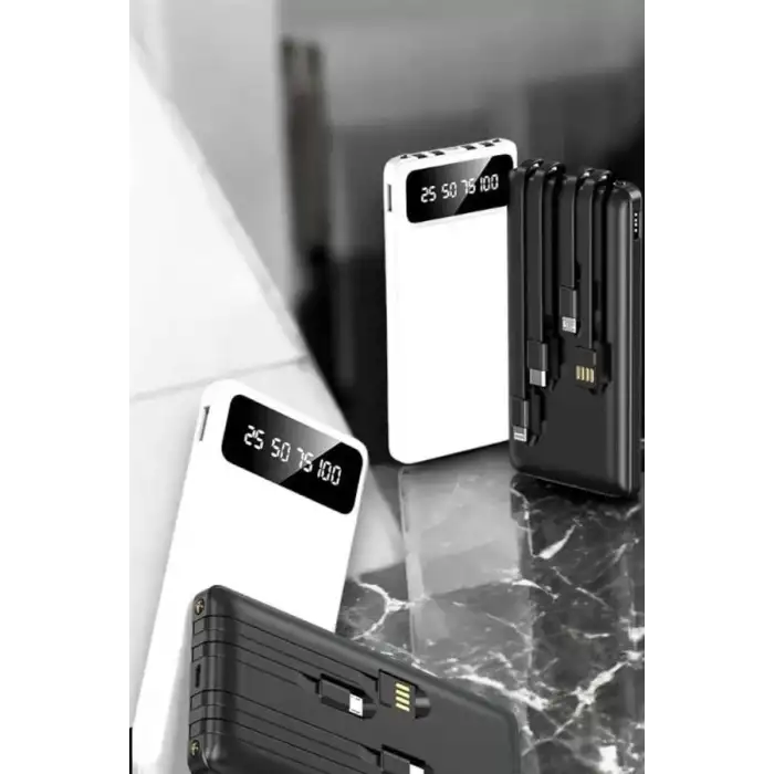 AsilTech 20.000 Mah Led Işıklı LCD Ekran USB Girişli Type-C Lightning Powerbank Yeni Nesil