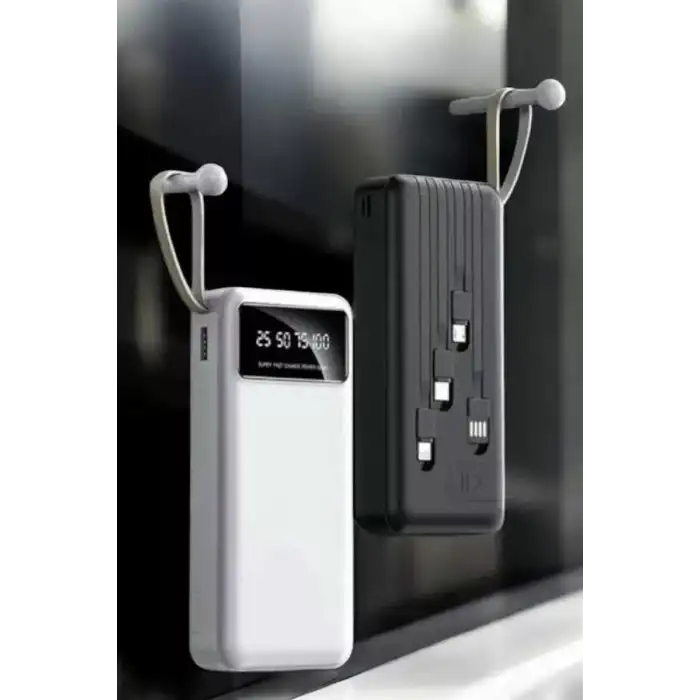 AsilTech 20.000 Mah Led Işıklı LCD Ekran USB Girişli Type-C Lightning Powerbank Yeni Nesil