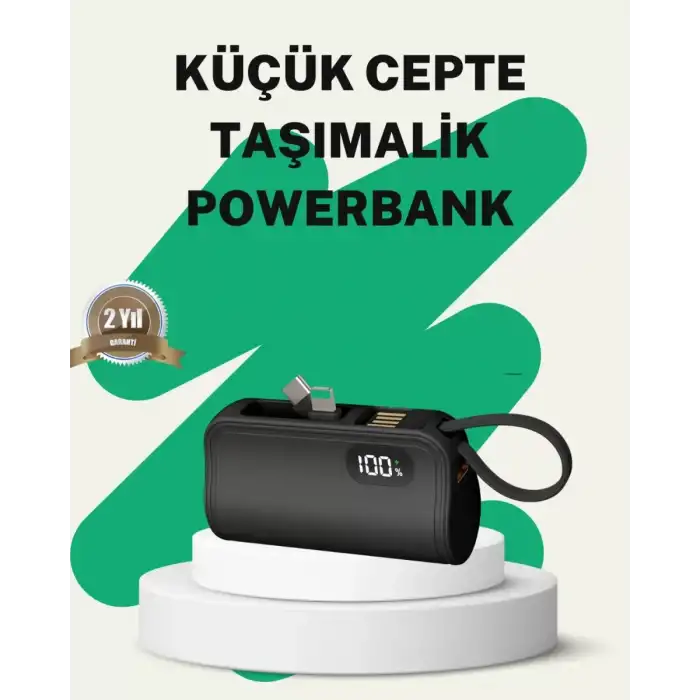 AsilTech 2000mAh Mini Powerbank Dahili Konektörlü PD 20W