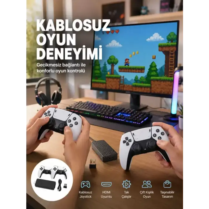 AsilTech 20600 Oyunlu Retro Oyun Konsolu Kablosuz Joystick Yeni Nesil