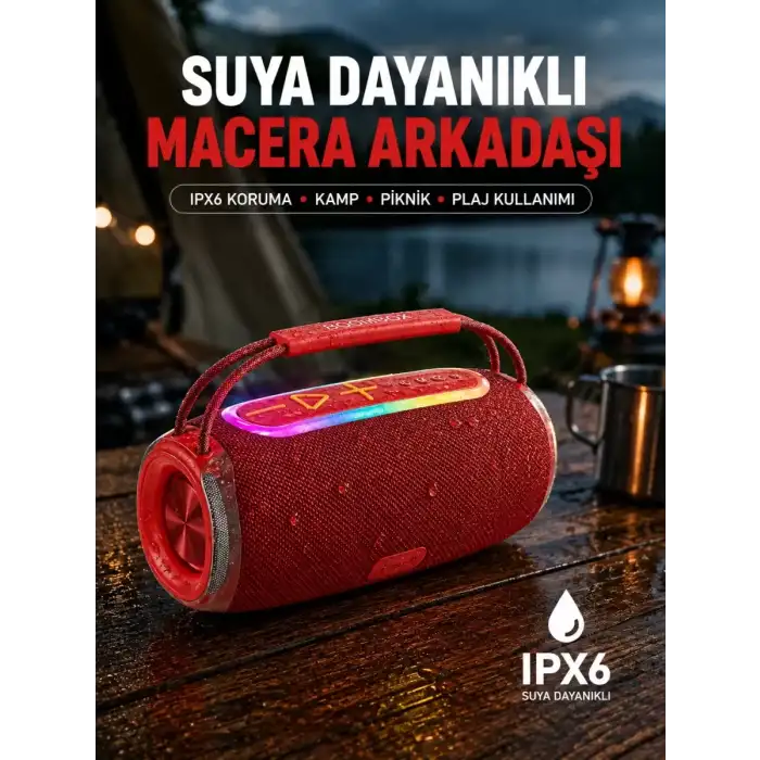 AsilTech 20W Kablosuz Bluetooth Hoparlör RGB Işık Efektli USB/SD/AUX Destekli