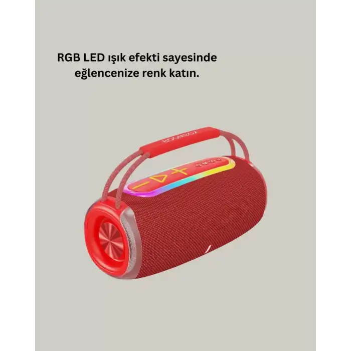 AsilTech 20W Kablosuz Bluetooth Hoparlör RGB Işık Efektli USB/SD/AUX Destekli