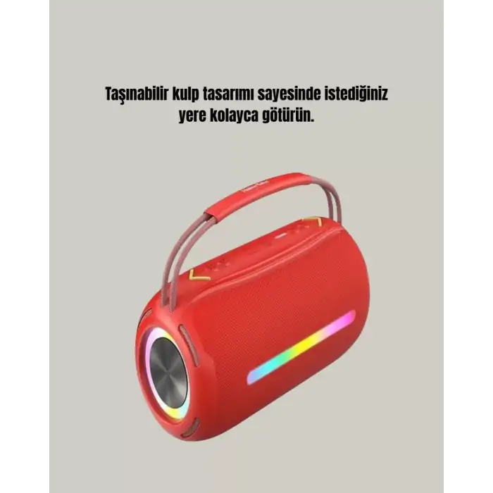 AsilTech 20W Kablosuz Bluetooth Hoparlör RGB Işık Efektli USB/SD/AUX Destekli