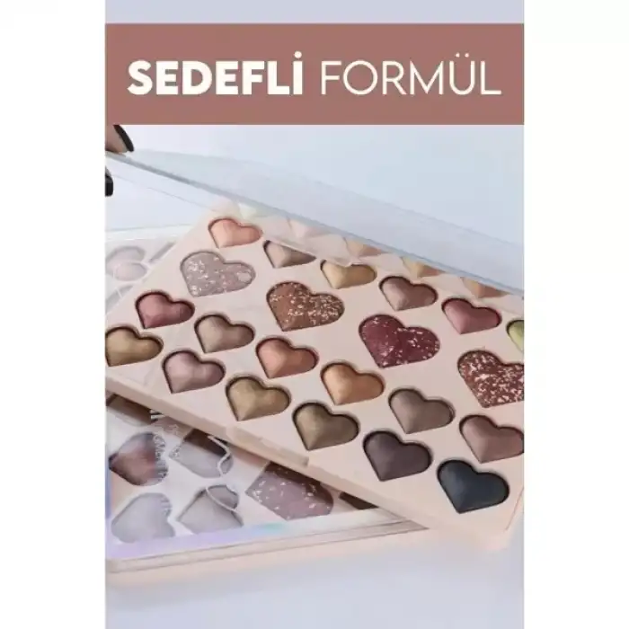 AsilTech 28li Sedefli Shine Kalp Far Paleti - 2li Set