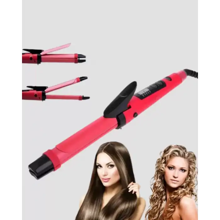 AsilTech 2’si 1 Arada Saç Düzleştirici ve Maşa – 5 Isı Seviyesi, Seramik Kaplama, Döner Kablolu Ergonomik Tasarım
