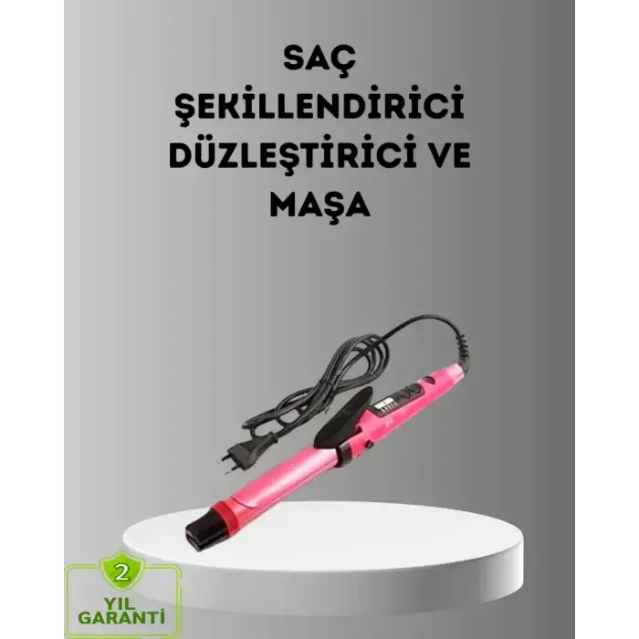 AsilTech 2’si 1 Arada Saç Düzleştirici ve Maşa – 5 Isı Seviyesi, Seramik Kaplama, Döner Kablolu Ergonomik Tasarım