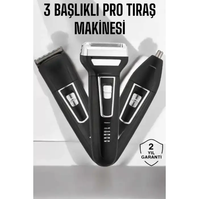 AsilTech 3 Başlıklı Profesyonel Tıraş Makinesi