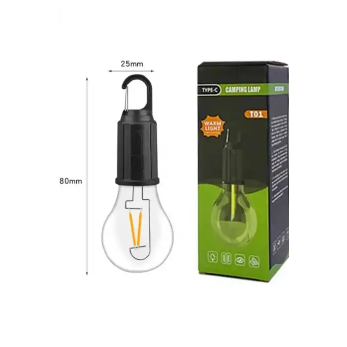AsilTech 3 Farklı Mod LEDli Şarjlı Asma Kancalı Kamp Lambası Taşınabilir Ampul