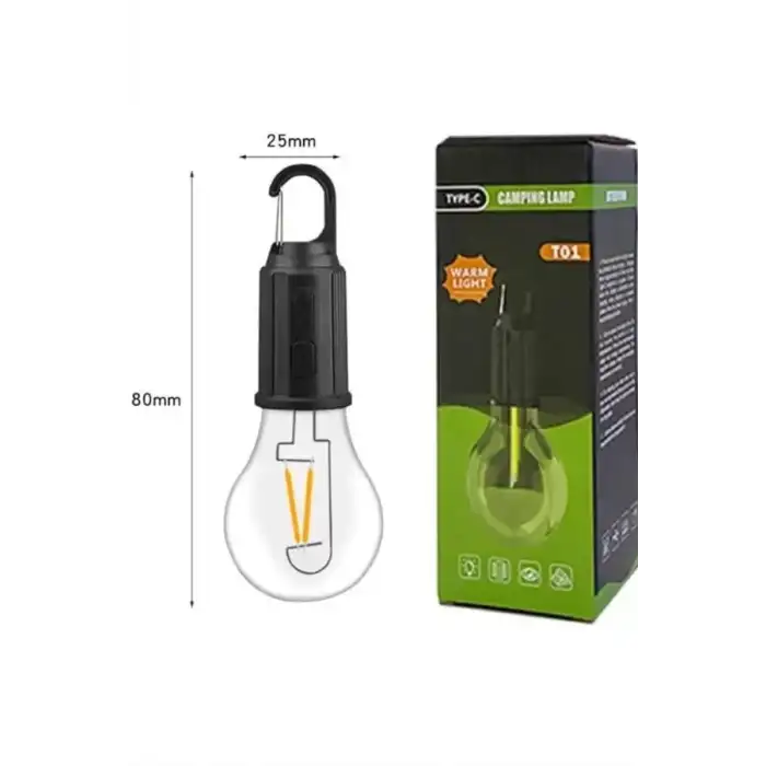 AsilTech 3 Farklı Mod LEDli Şarjlı Asma Kancalı Kamp Lambası Taşınabilir Ampul