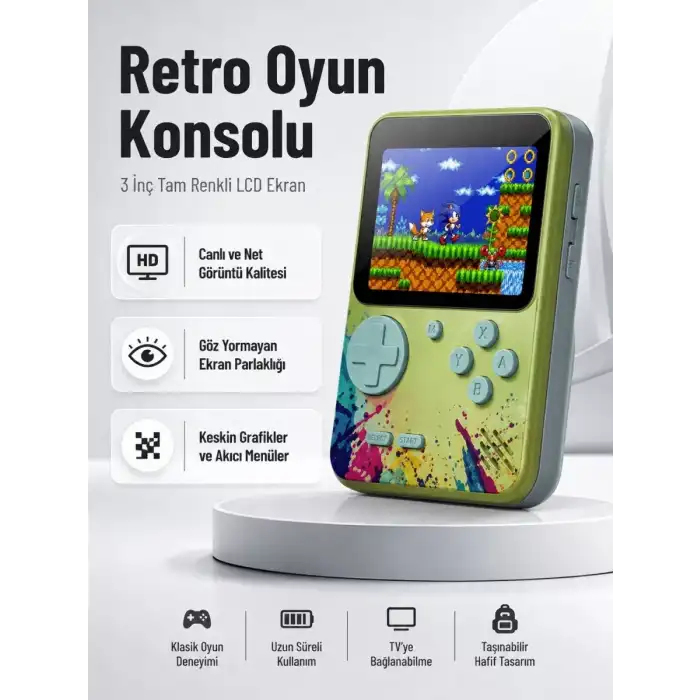 AsilTech 3 İnç Renkli Ekranlı Taşınabilir El Konsolu – G5 Modeli