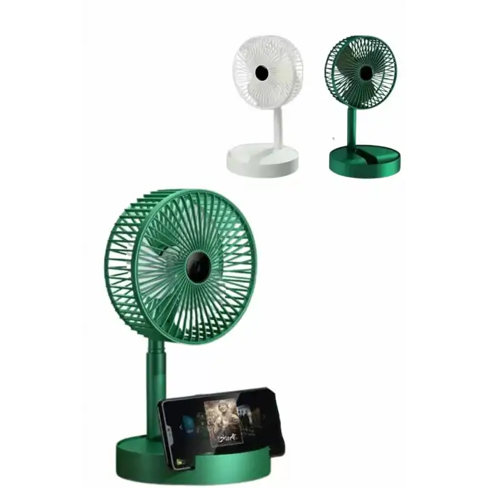 AsilTech 3 Kademe Hız Ayarlı Vantilatör Telefon Standlı Şarjlı Katlanabilir Soğutucu Pervane