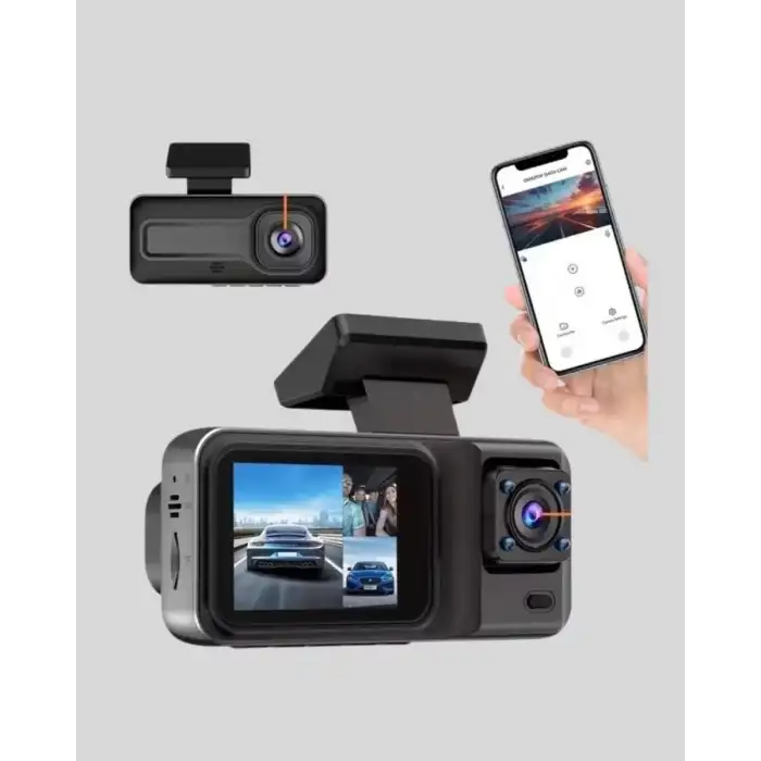 AsilTech 3 Kameralı Araç DVR 1080P Ön + HD Arka + İç Kamera Döngü Kayıt 2’’ Ekran