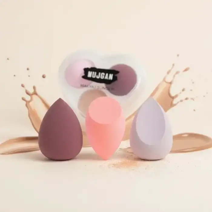 AsilTech 3lü Makyaj Süngeri Seti Kalpli Kutu