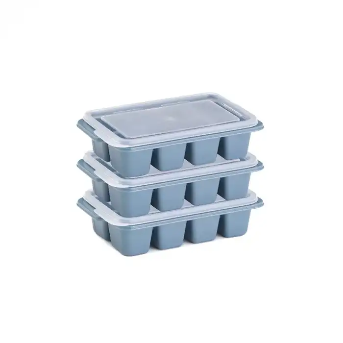 AsilTech 3lü Mini Buz Kalıbı - Küp Şekilli - Kapaklı - Plastik