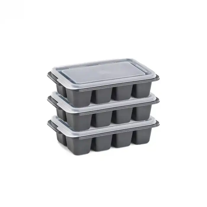 AsilTech 3lü Mini Buz Kalıbı - Küp Şekilli - Kapaklı - Plastik