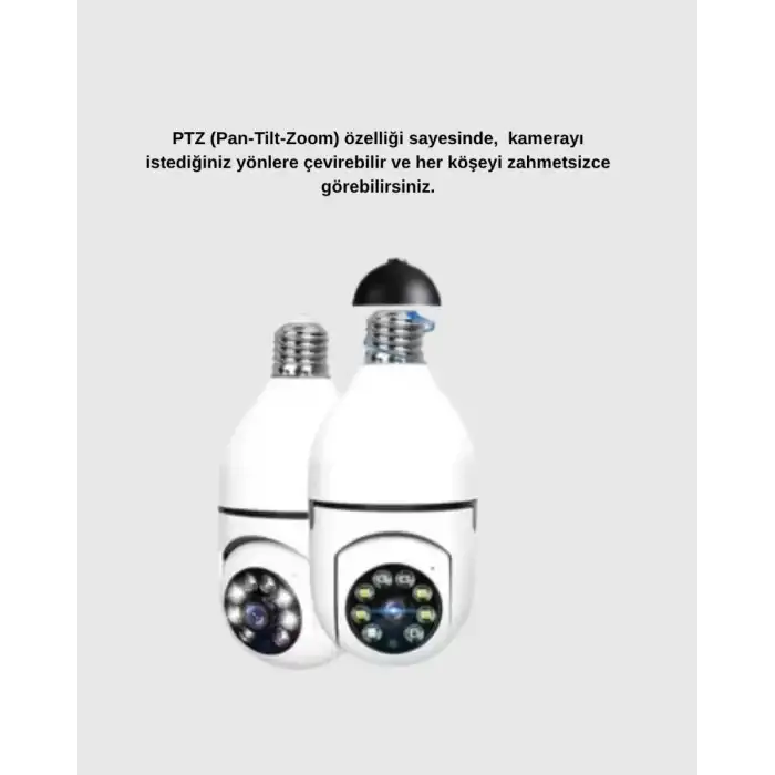 AsilTech 360 Derece Dönebilen Akıllı Duylu Kamera – PTZ, Uzaktan Kontrol, Hareket Algılama