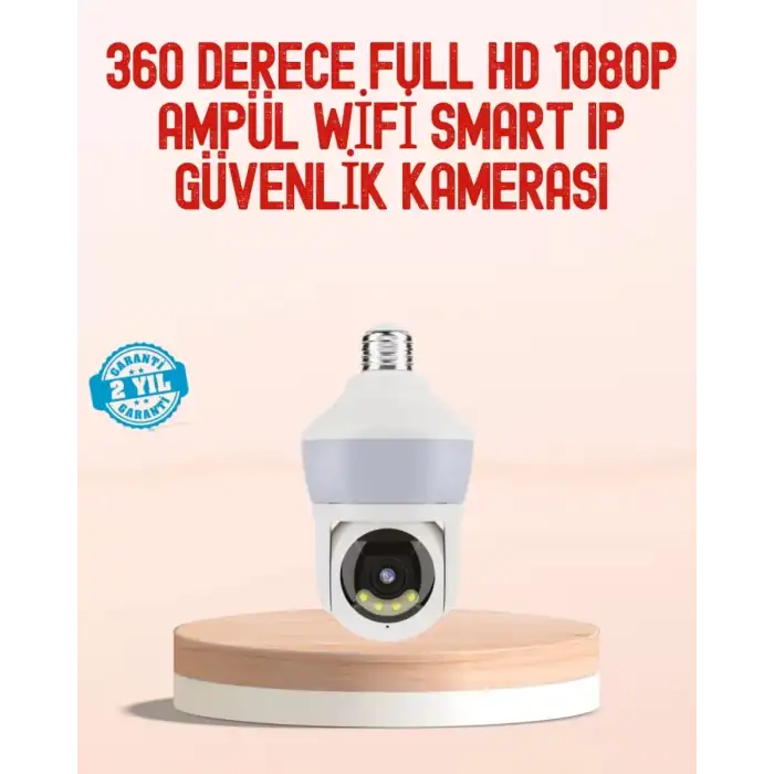 AsilTech 360° Full HD Wi-Fi Akıllı Ampül Kamera Gece Görüşlü