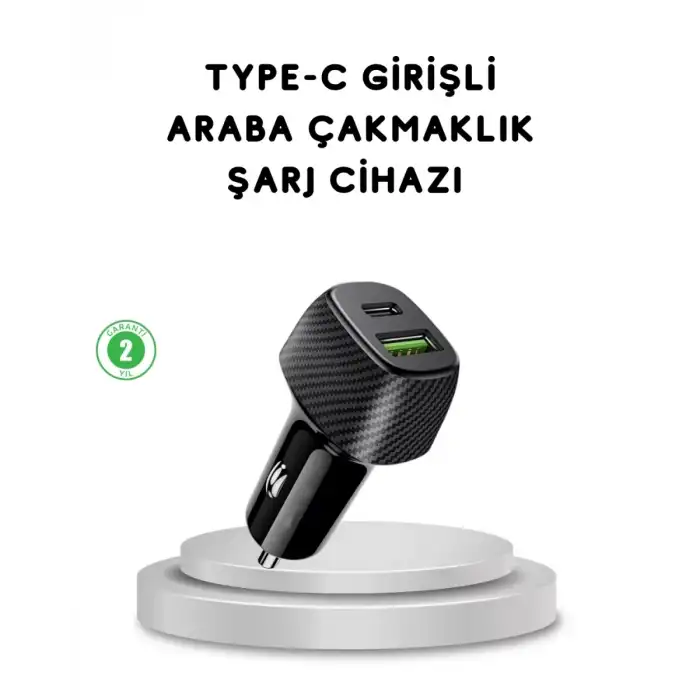 AsilTech 38W Araç Şarj Cihazı Type-C PD USB Hızlı Şarj Çift Port