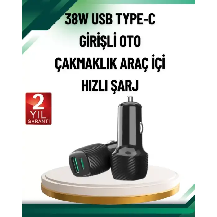AsilTech 3A Güç Kapasiteli USB & Type-C Çakmaklık Şarj Adaptörü