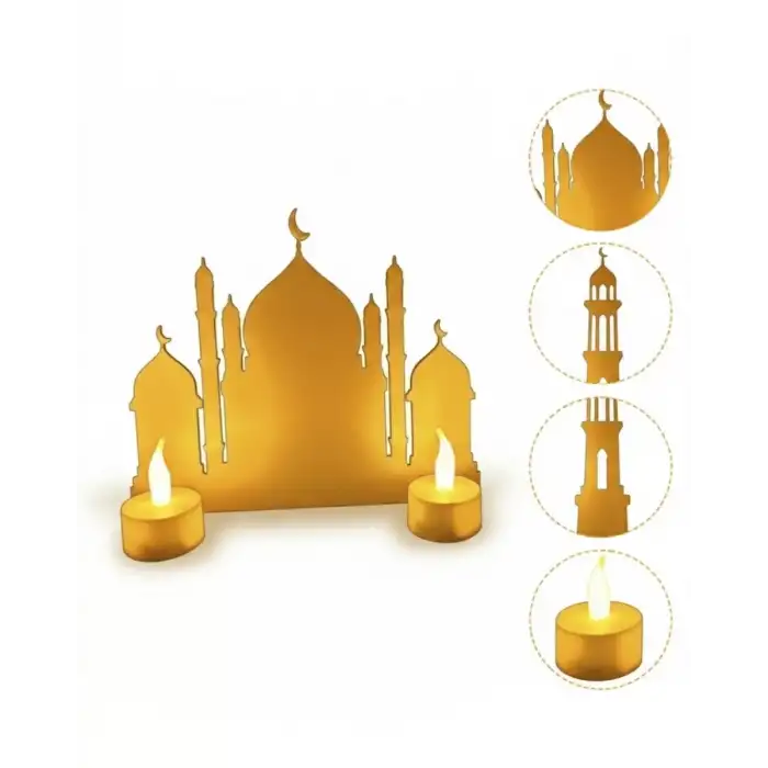 AsilTech 3D Cami Siluet Dekor 2 Pilli Mum Dahil Ramazan Masa Üstü