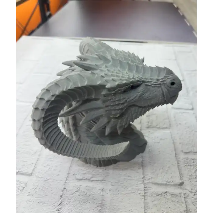 AsilTech 3D Ejderha Başı Heykeli Koleksiyonluk Dekoratif Figür 22x17 cm