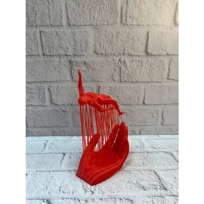 AsilTech 3D El İnsan Figürü Kırmızı Minimal Modern Ev ve Ofis Dekoru 12x18 cm