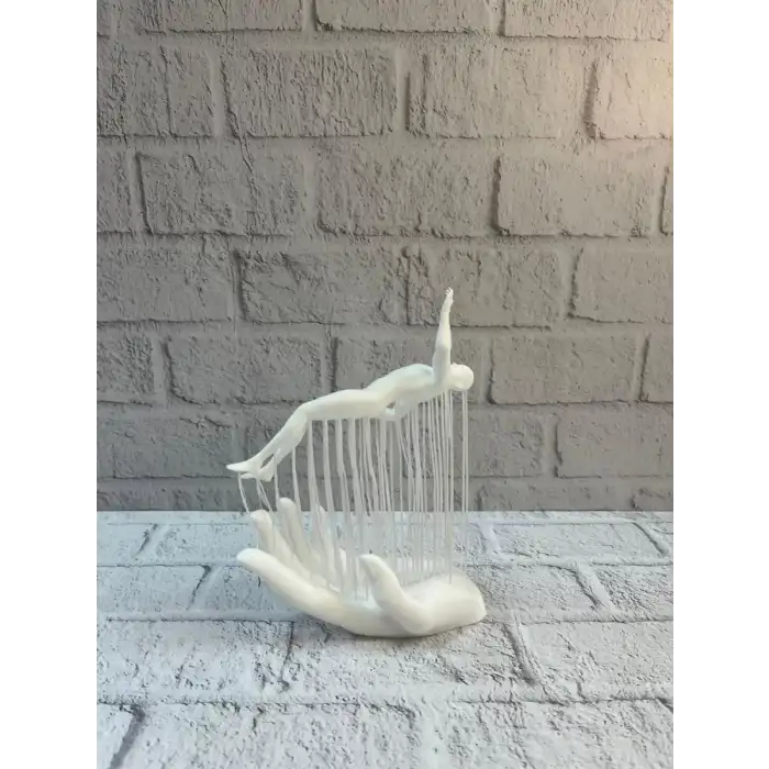 AsilTech 3D El Üzerinde İnsan Figürü Beyaz Minimal Masa Üstü Dekor