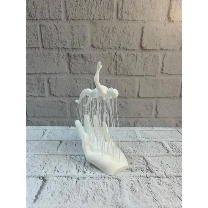 AsilTech 3D El Üzerinde İnsan Figürü Beyaz Minimal Masa Üstü Dekor