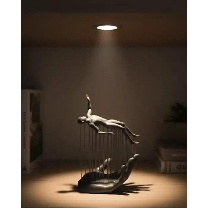 AsilTech 3D El Üzerinde İnsan Figürü Gri Minimal Masa Üstü Dekor